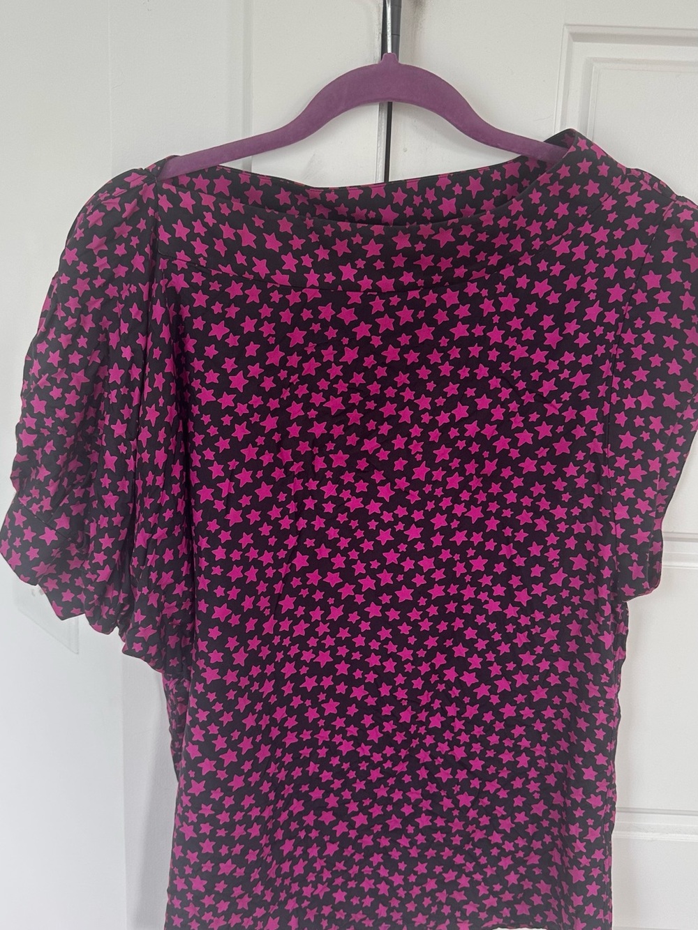 Yves Saint Laurent Black Top with Hot Pink Star Print